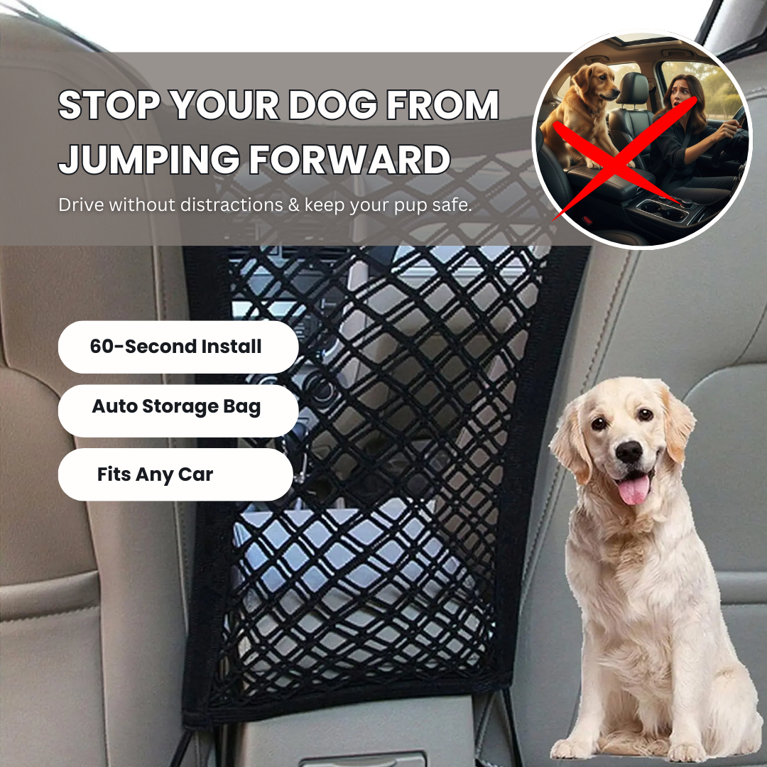Pet Car Barrier Dog Car Barrier with Automatic Safety Mesh Storage Bag Pet Barrier Guard Back Seat Safety Protector Mesh Net