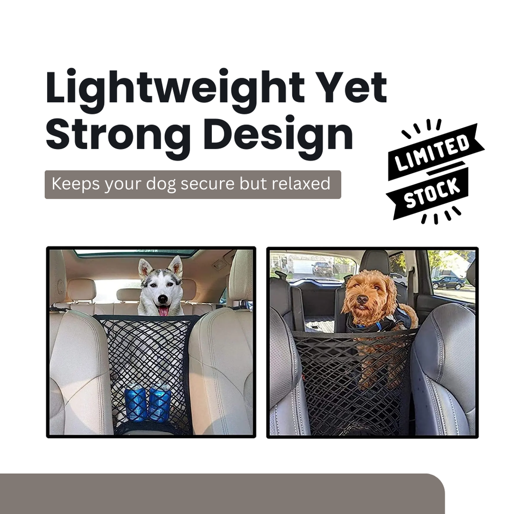 Pet Car Barrier Dog Car Barrier with Automatic Safety Mesh Storage Bag Pet Barrier Guard Back Seat Safety Protector Mesh Net