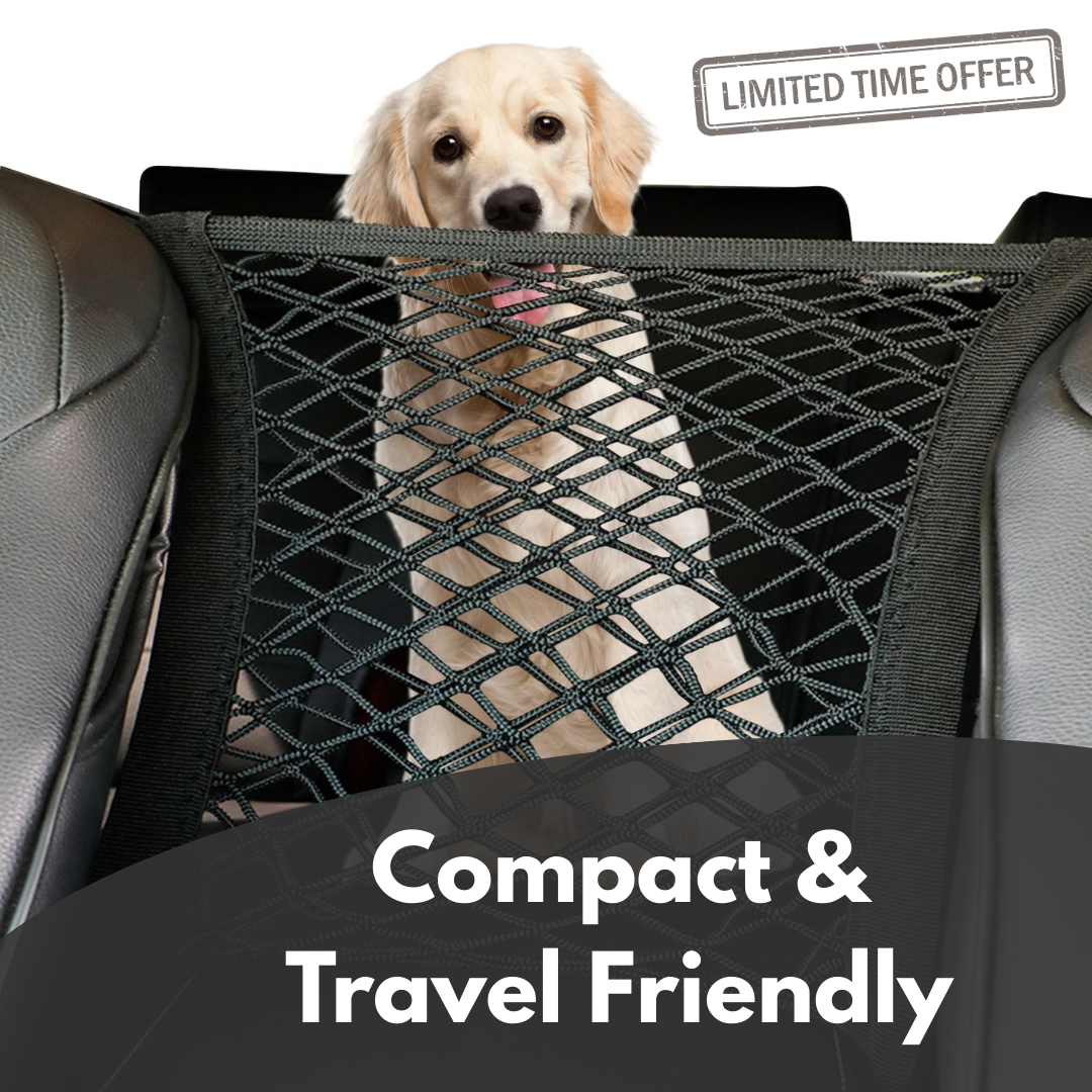 Pet Car Barrier Dog Car Barrier with Automatic Safety Mesh Storage Bag Pet Barrier Guard Back Seat Safety Protector Mesh Net