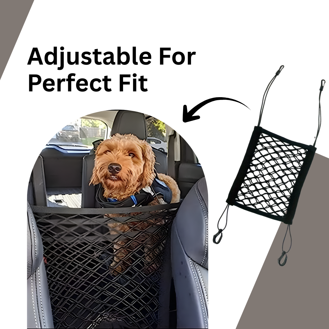 Pet Car Barrier Dog Car Barrier with Automatic Safety Mesh Storage Bag Pet Barrier Guard Back Seat Safety Protector Mesh Net