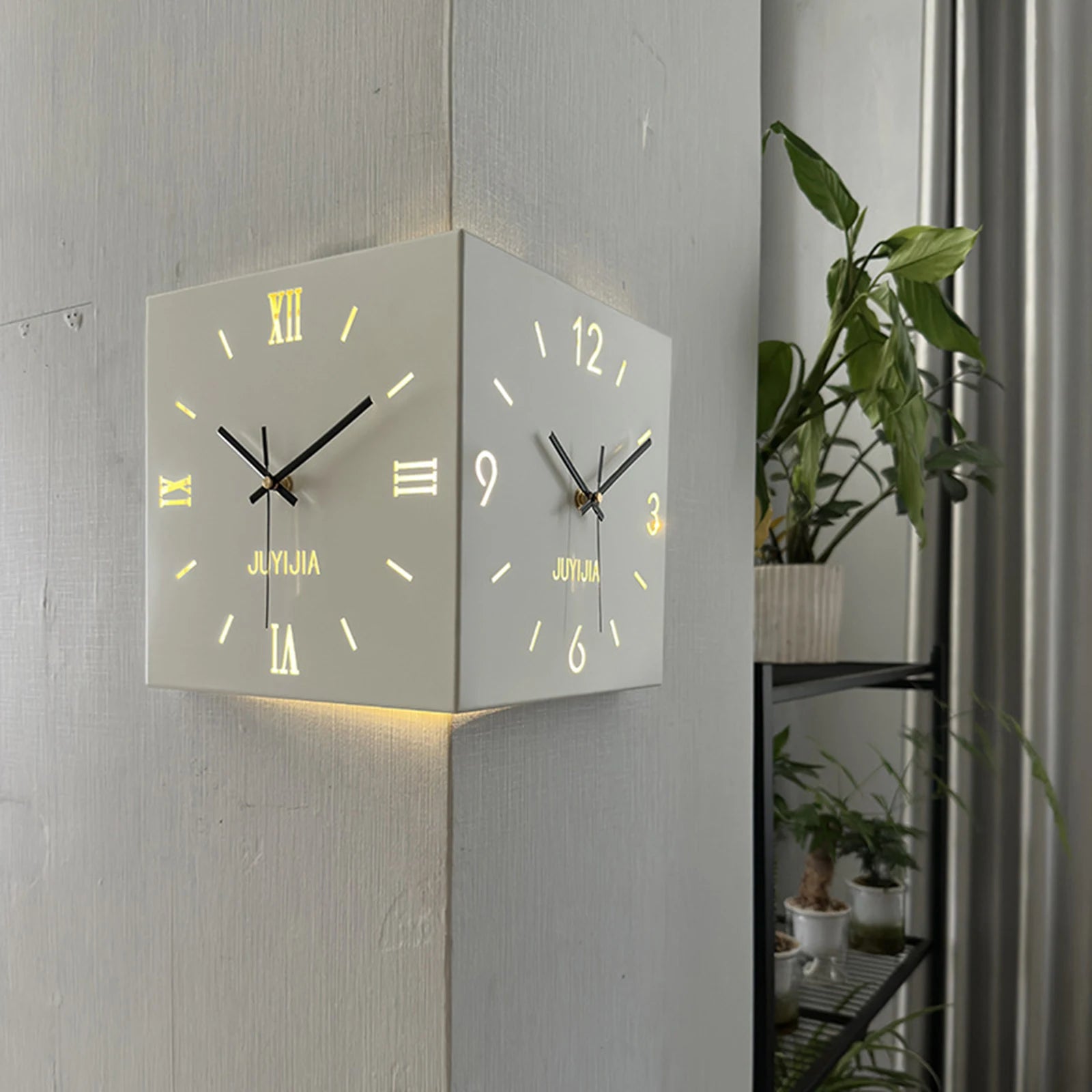 Double-sided Living Room Corner Wall Clocks  Nordic Modern Creative Luxury Electronic Wall Clock Valentines Day Gift Home Decor