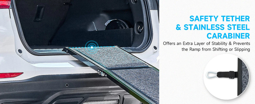 Dog Ramp for Car, 63" Folding Pet Ramp for Large Dogs up to 200 lb, 17" Wide Car Ramp for Dog, Portable Pet Stair Ramp with Nons