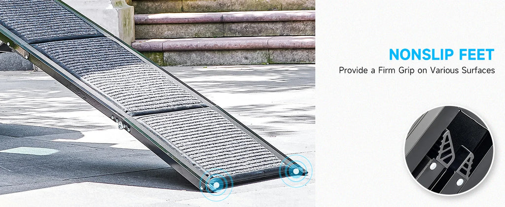 Dog Ramp for Car, 63" Folding Pet Ramp for Large Dogs up to 200 lb, 17" Wide Car Ramp for Dog, Portable Pet Stair Ramp with Nons