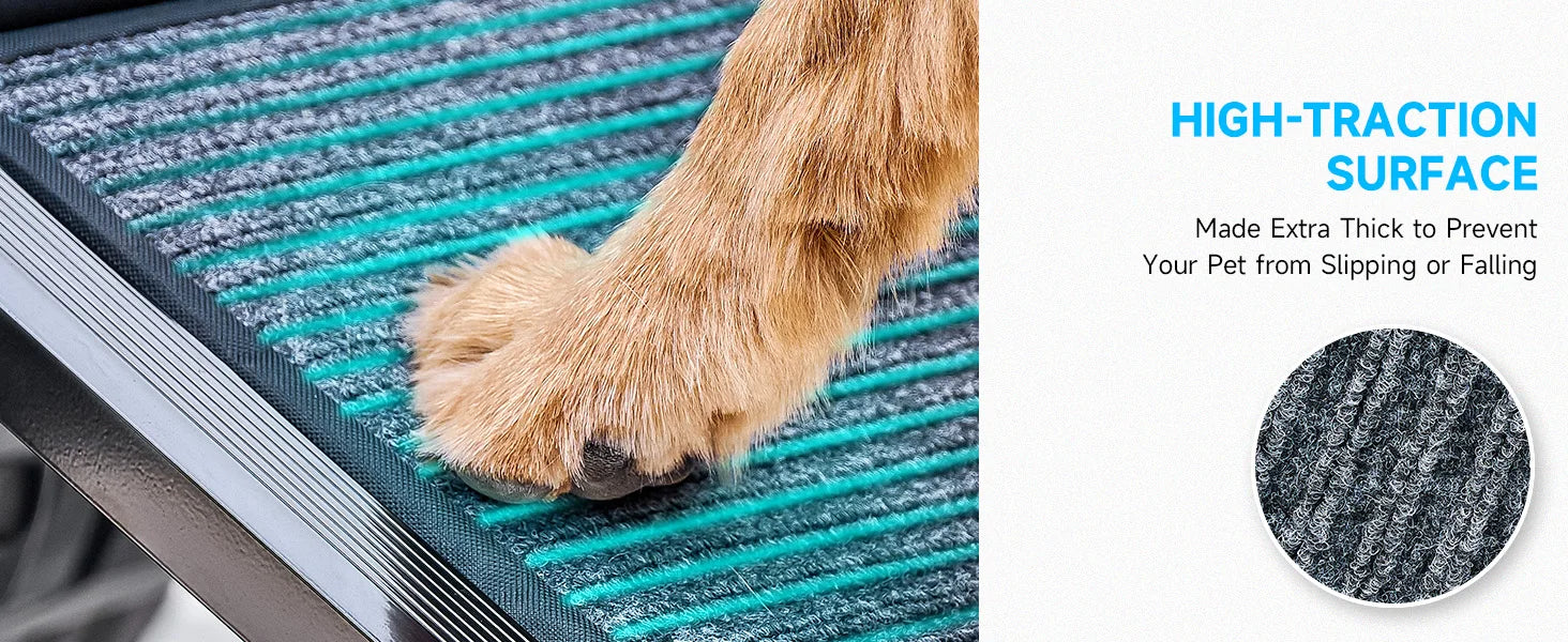 Dog Ramp for Car, 63" Folding Pet Ramp for Large Dogs up to 200 lb, 17" Wide Car Ramp for Dog, Portable Pet Stair Ramp with Nons