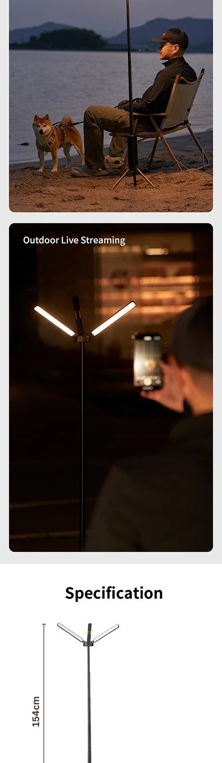 Telescopic Camping Light 15600mAh Rechargeable Lantern, Waterproof Collapsible Outdoor LED Flashlight for Hiking Tent