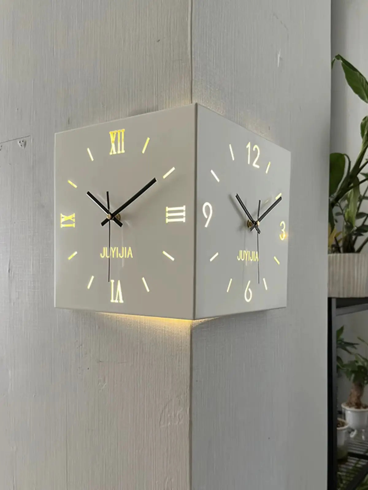 Double-sided Living Room Corner Wall Clocks  Nordic Modern Creative Luxury Electronic Wall Clock Valentines Day Gift Home Decor