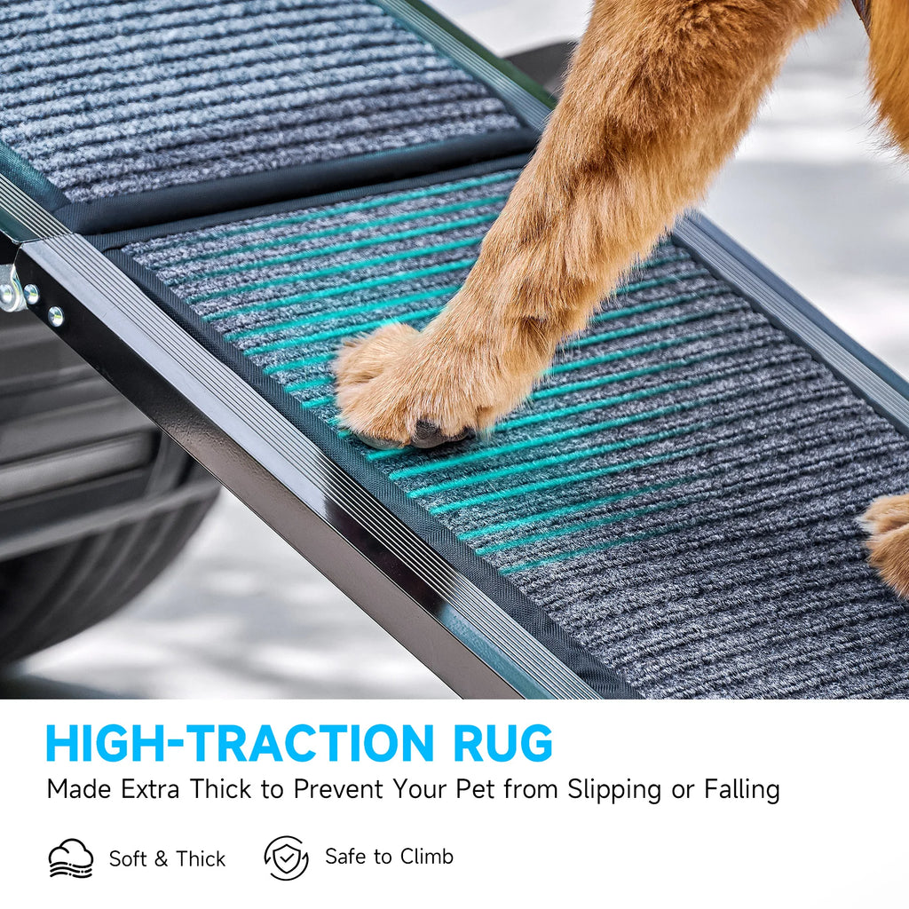 Dog Ramp for Car, 63" Folding Pet Ramp for Large Dogs up to 200 lb, 17" Wide Car Ramp for Dog, Portable Pet Stair Ramp with Nons
