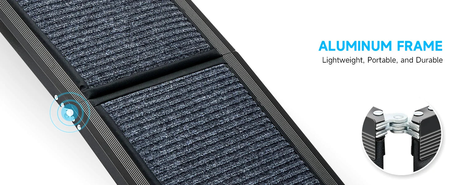 Dog Ramp for Car, 63" Folding Pet Ramp for Large Dogs up to 200 lb, 17" Wide Car Ramp for Dog, Portable Pet Stair Ramp with Nons