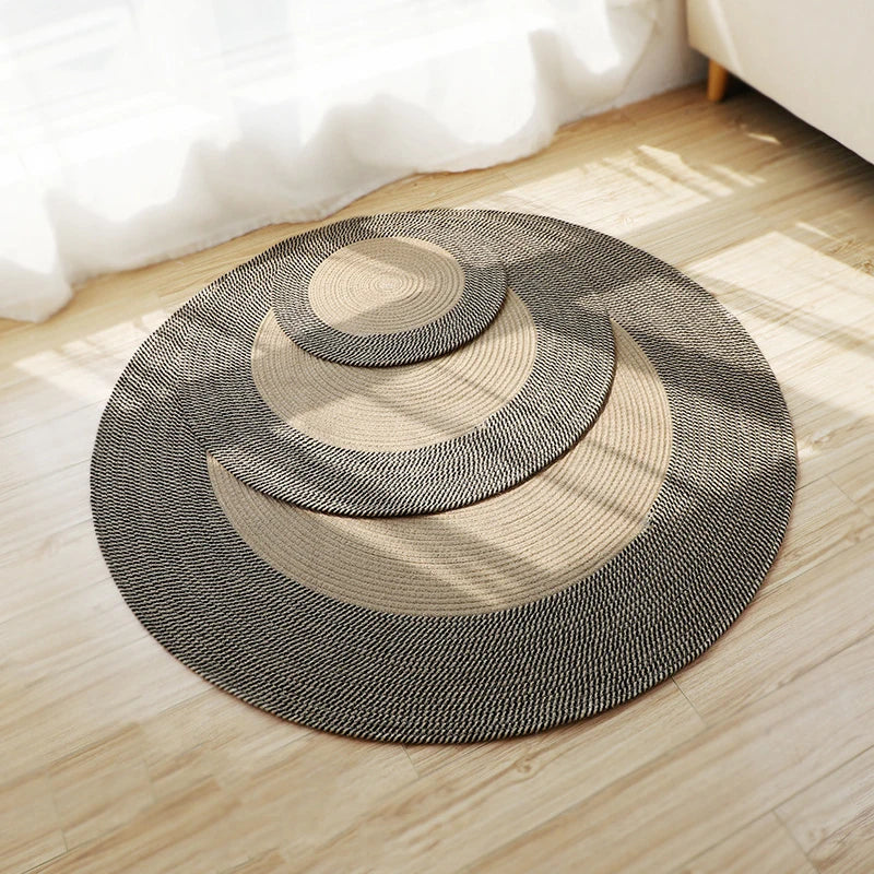 Japanese Round Knitting Carpet, Large Area Rugs, Living Room, Bedside Rug, Water Absorbent Floor Mat, Non-slip Door Mats, Nordic