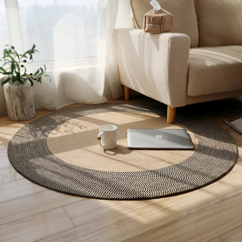 Japanese Round Knitting Carpet, Large Area Rugs, Living Room, Bedside Rug, Water Absorbent Floor Mat, Non-slip Door Mats, Nordic