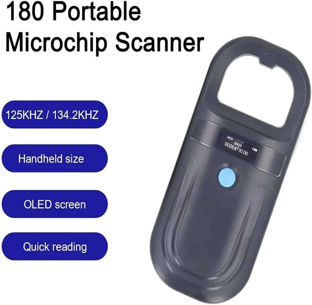 Rechargeable Black Plastic Pet Microchip Scanner ISO11784/85/FDX-B/EMID Handheld Animal Reader Dog/Cat/Pig 134.2kHz 0-3m Access