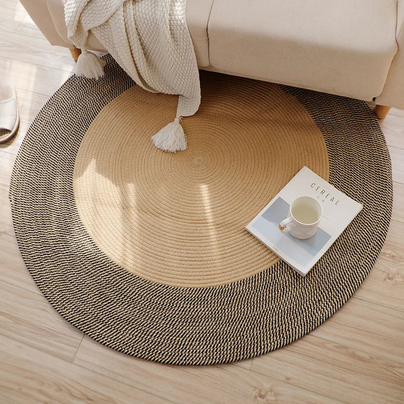 Japanese Round Knitting Carpet, Large Area Rugs, Living Room, Bedside Rug, Water Absorbent Floor Mat, Non-slip Door Mats, Nordic