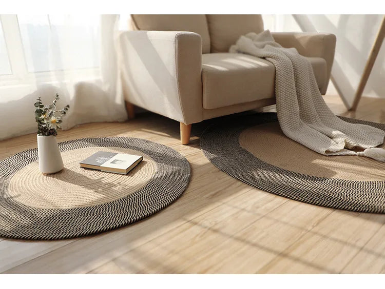 Japanese Round Knitting Carpet, Large Area Rugs, Living Room, Bedside Rug, Water Absorbent Floor Mat, Non-slip Door Mats, Nordic