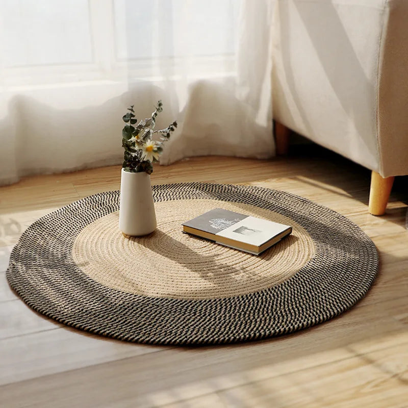 Japanese Round Knitting Carpet, Large Area Rugs, Living Room, Bedside Rug, Water Absorbent Floor Mat, Non-slip Door Mats, Nordic