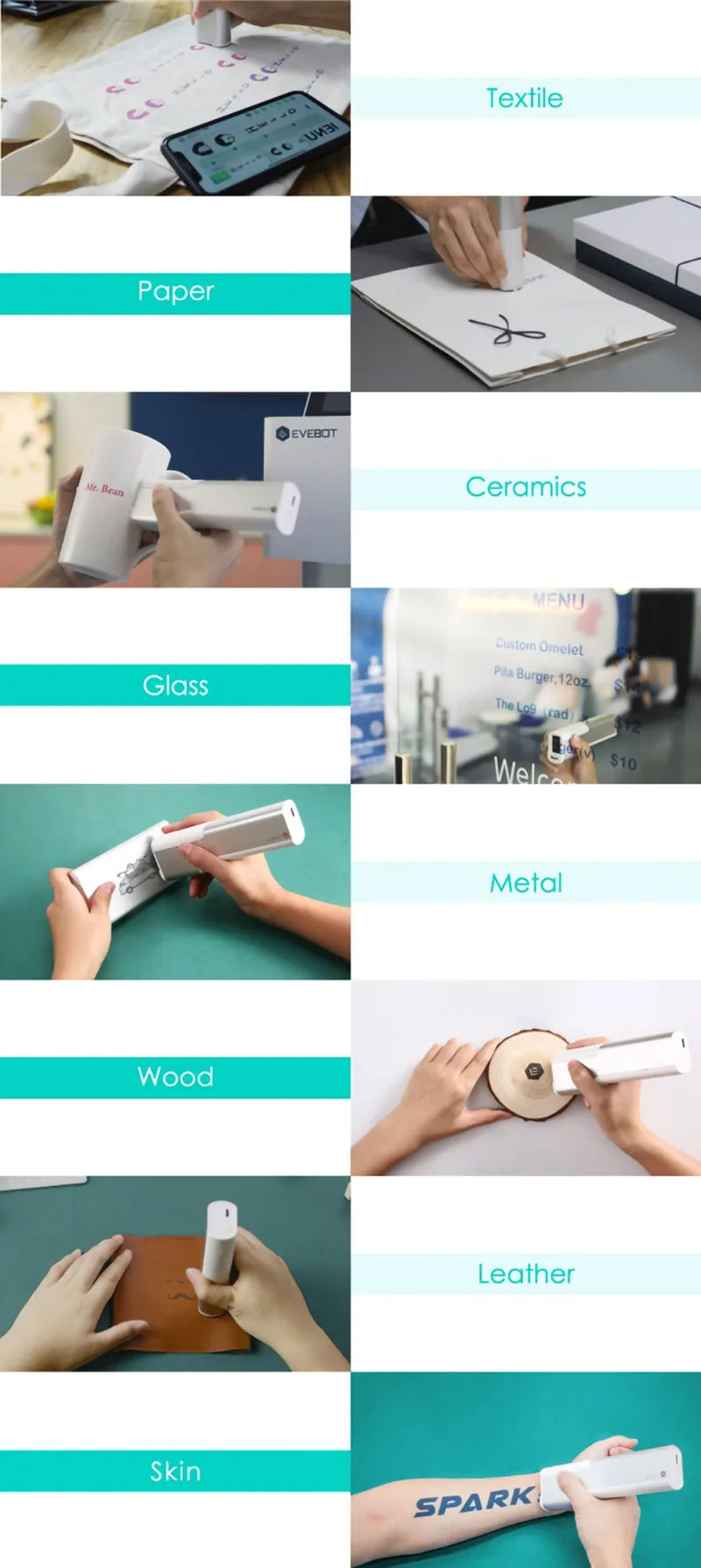 Evebot Printpen Handheld Portable Mini Coffee PrintPen Latte Art Macaron Cookie DIY Design Printer Bluetooth 4.2