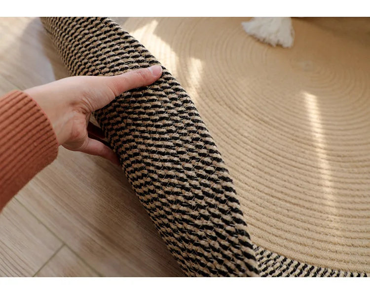 Japanese Round Knitting Carpet, Large Area Rugs, Living Room, Bedside Rug, Water Absorbent Floor Mat, Non-slip Door Mats, Nordic