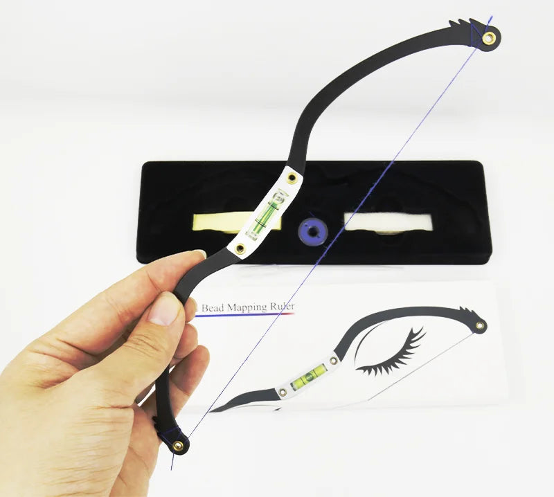 1pc Microblading Permannet Makeup Bow and Arrow Line Ruler Black Measuring Brow String Pre Inked Tattoo PMU for Mapping