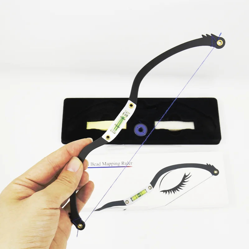 1pc Microblading Permannet Makeup Bow and Arrow Line Ruler Black Measuring Brow String Pre Inked Tattoo PMU for Mapping
