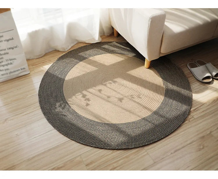 Japanese Round Knitting Carpet, Large Area Rugs, Living Room, Bedside Rug, Water Absorbent Floor Mat, Non-slip Door Mats, Nordic