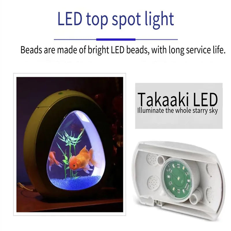 Weiting aquarium small fish tank mini desktop aquarium creative gold fish tank LED lighting comes with filter household fish tan