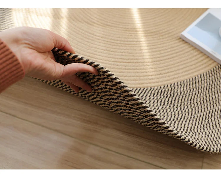 Japanese Round Knitting Carpet, Large Area Rugs, Living Room, Bedside Rug, Water Absorbent Floor Mat, Non-slip Door Mats, Nordic