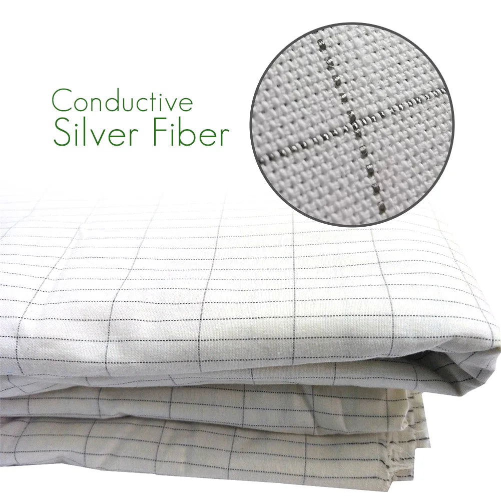 Earthed Silver Fiber Pillowcase with Earthing Cord Radiation-proof Kits Grounding Health EMF Protection for Better Sleep