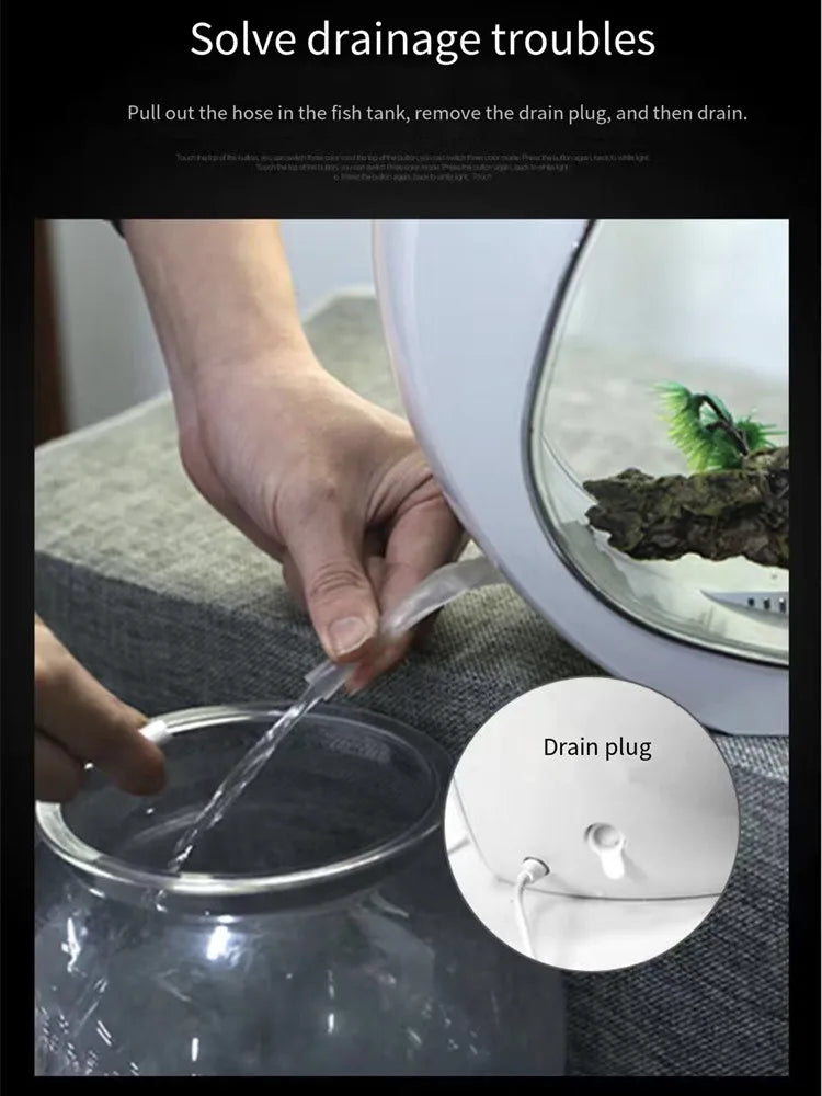 Weiting aquarium small fish tank mini desktop aquarium creative gold fish tank LED lighting comes with filter household fish tan