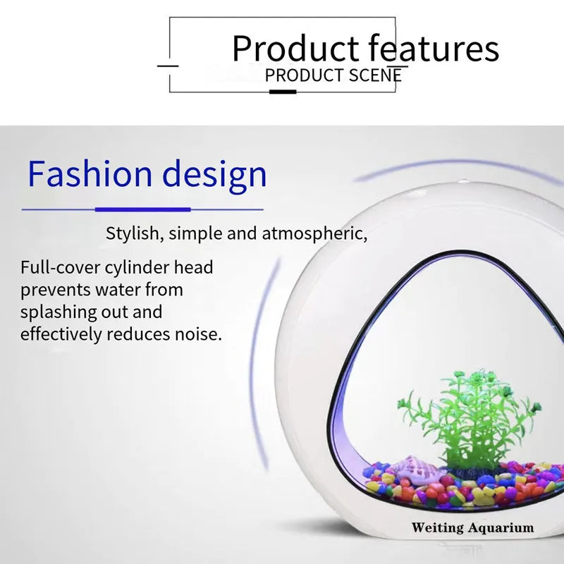 Weiting aquarium small fish tank mini desktop aquarium creative gold fish tank LED lighting comes with filter household fish tan