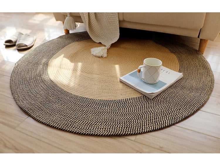Japanese Round Knitting Carpet, Large Area Rugs, Living Room, Bedside Rug, Water Absorbent Floor Mat, Non-slip Door Mats, Nordic