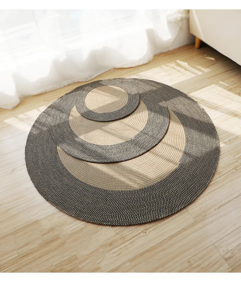 Japanese Round Knitting Carpet, Large Area Rugs, Living Room, Bedside Rug, Water Absorbent Floor Mat, Non-slip Door Mats, Nordic