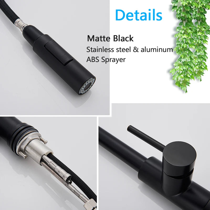 Rozin Smart Touch Kitchen Faucet Black Pull Out Sensor Faucets Black/Nickel 360 Rotation Crane 2 Outlet Water Mixer Taps