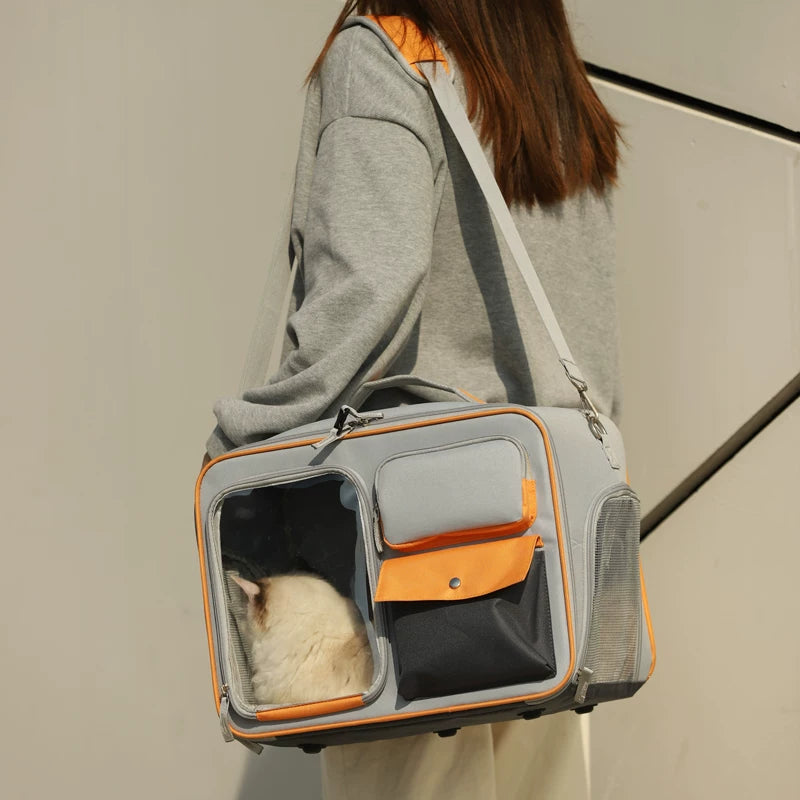 [Labor-Saving] Pet Trolley Bag Cat Bag Outdoor Portable Luggage Small Size Dogs Dog Anti-Stress Cat Backpack