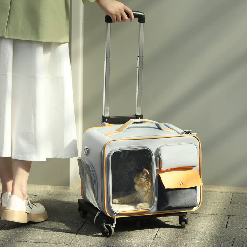 [Labor-Saving] Pet Trolley Bag Cat Bag Outdoor Portable Luggage Small Size Dogs Dog Anti-Stress Cat Backpack
