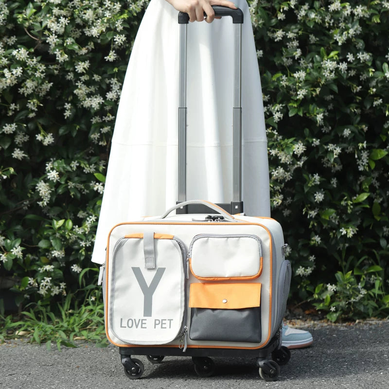 [Labor-Saving] Pet Trolley Bag Cat Bag Outdoor Portable Luggage Small Size Dogs Dog Anti-Stress Cat Backpack