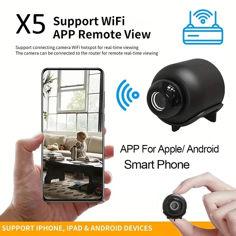 HD 1080P X5 Mini Camera Night Vision WiFi Camera Home Remote Camera Kids Pet Safety Monitoring Surveillance Camera