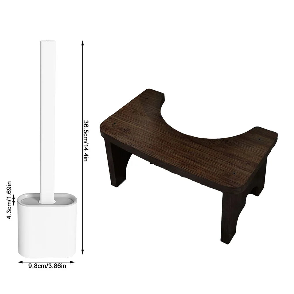 Bamboo Toilet Stool Toilet Brush Non-Slip Potty Seat Children Pregnant Foot Restroom Older Squat Bench Home Travel Kid Poop Seat