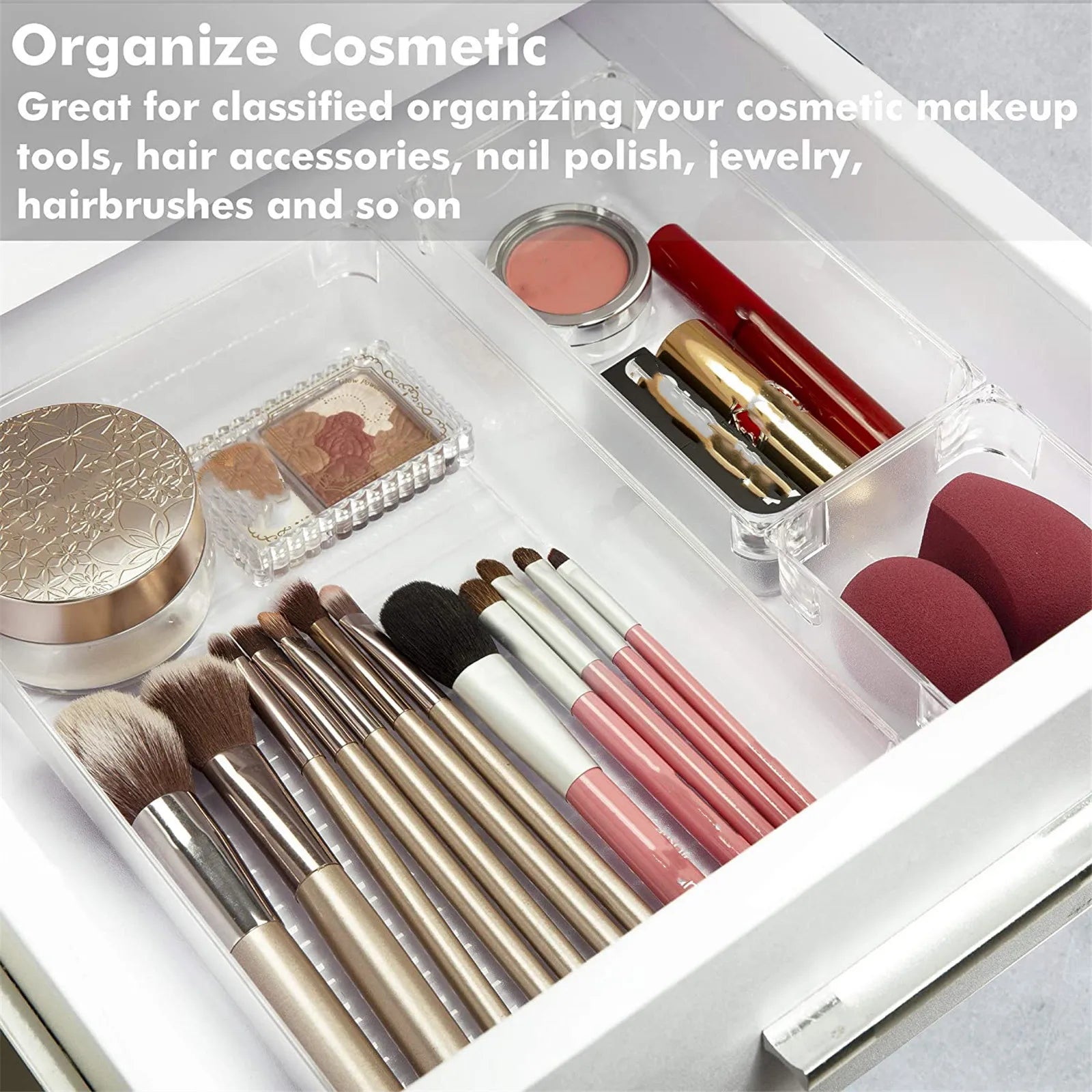 10-Piece Clear Drawer Organizer Set