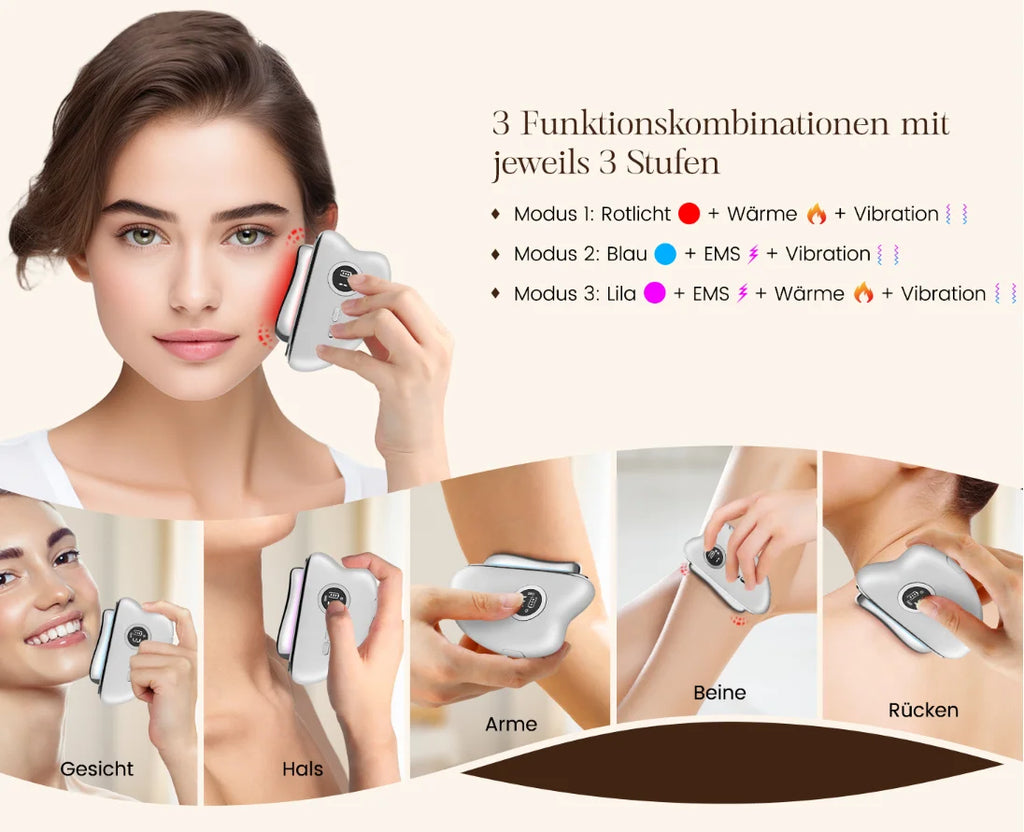 EMS Gua Sha Face Massager - Electric Tool Face Massager with Vibration Heat Microcurrent Massager Face Facelift Anti Ageing