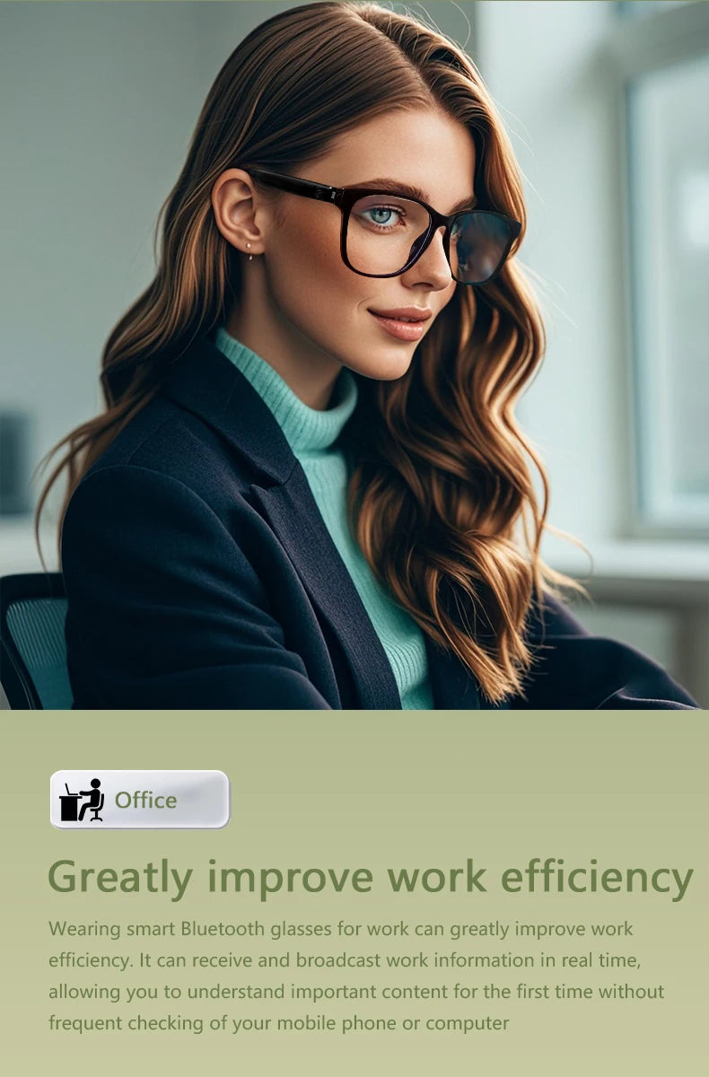 GS08 Smart Glasses with AI Assistant, Music/Calls, Noise Reduction, Anti-Blue Light, UV400, BT TWS for Men & Women