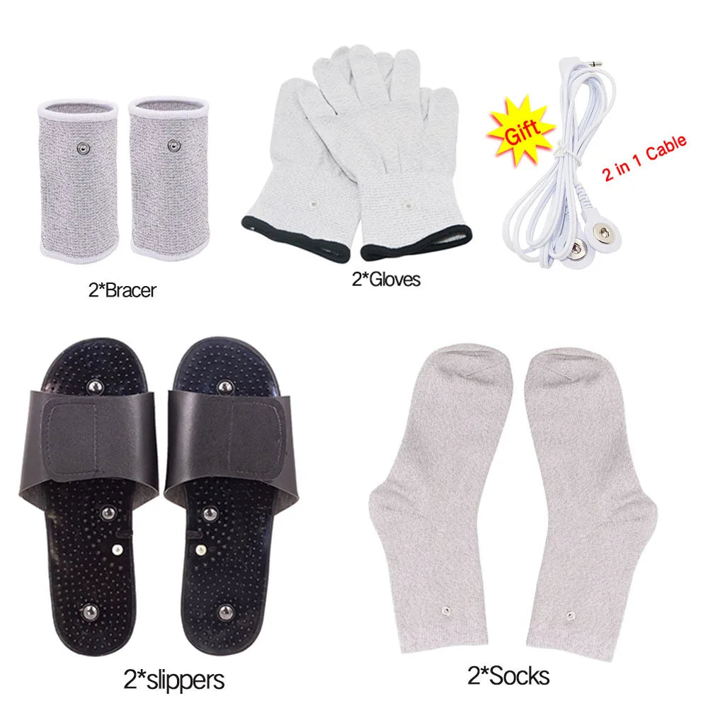 TENS EMS Electrode Electric Massager Accessories Glove Sock Bracer Slipper Cable Conductive Silver Fiber for Body Massage Pads