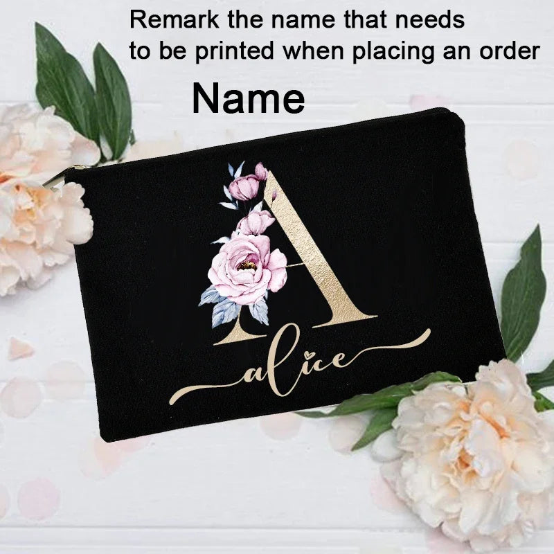 New Personalized Customized Name Letter Makeup Bag Wedding Bridesmaid Best Gift travel Shopping Perfume Lipstick Storage Bag