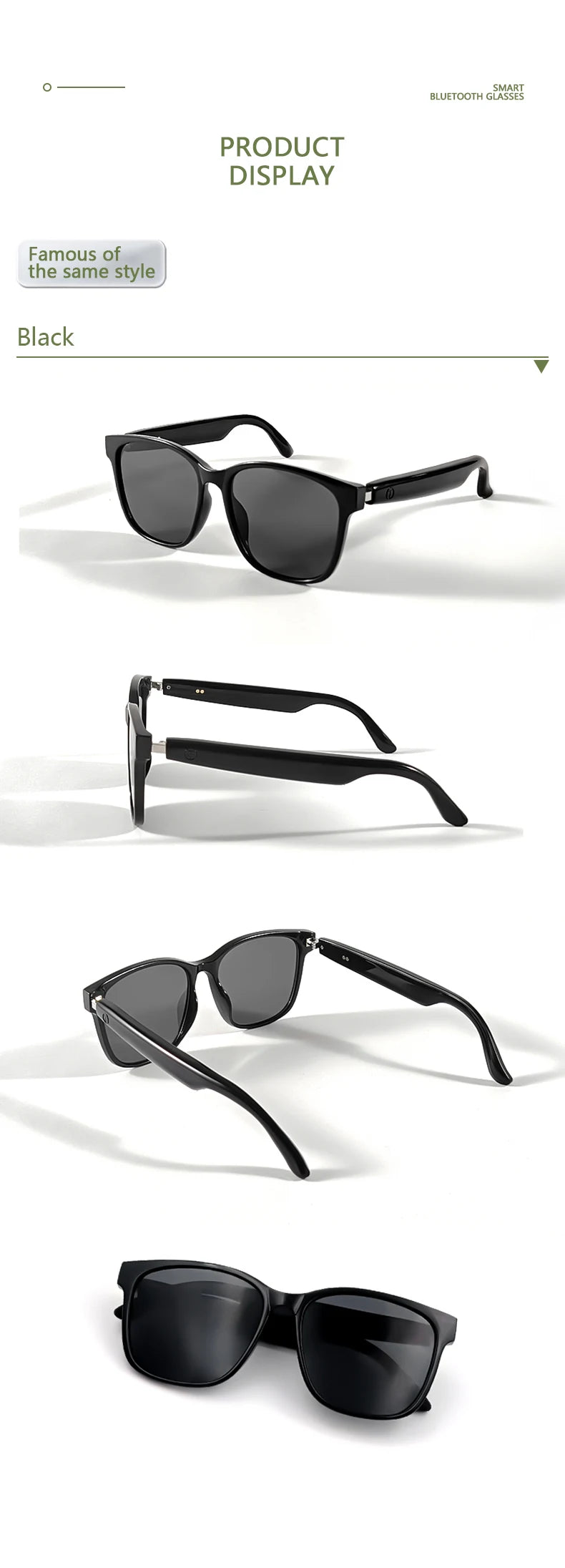 GS08 Smart Glasses with AI Assistant, Music/Calls, Noise Reduction, Anti-Blue Light, UV400, BT TWS for Men & Women