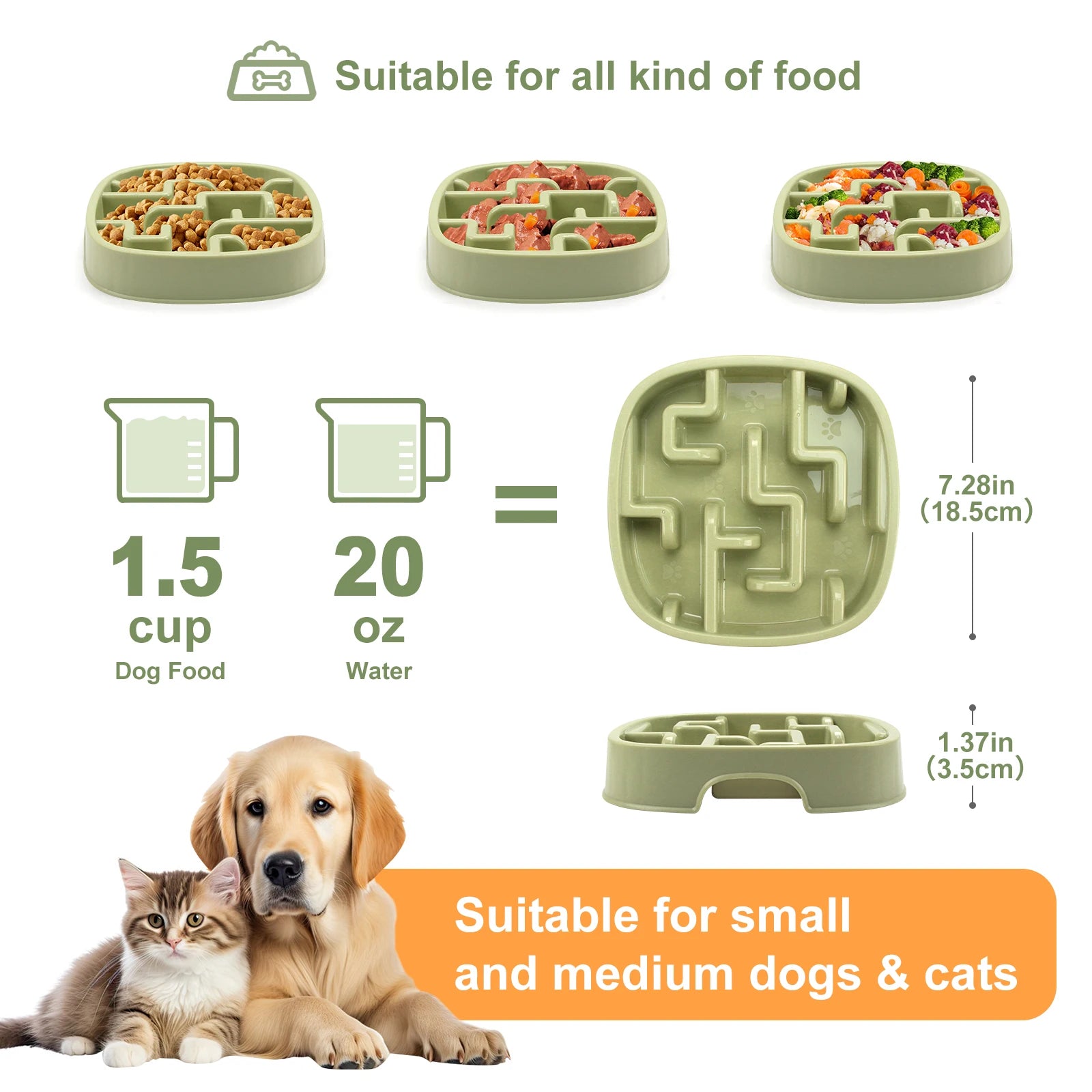 Slow Feed Anti Slip Pet Bowl