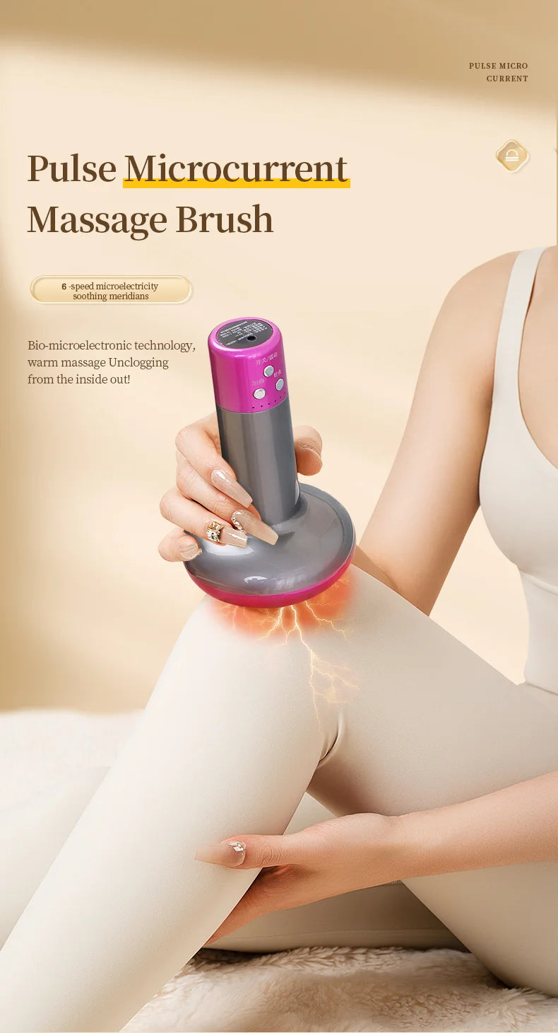 Electric Lymphatic Drainage Massage Machine Meridian Body Brush Microcurrent Anti-Cellulite Guasha Physiotherapy Device