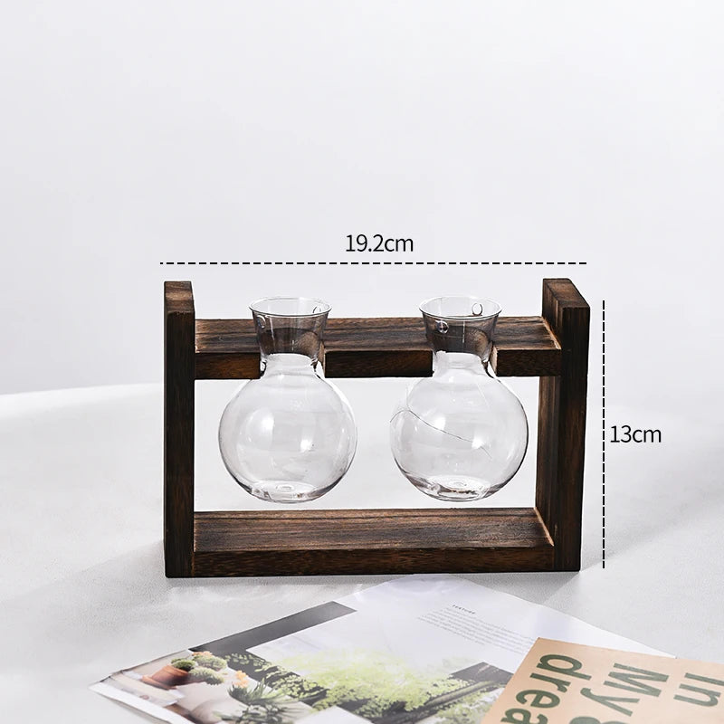 New Bayonet Light Bulb Vase Series Wooden Frame Hydroponic Plant Vase Container Basin Office Desktop Decoration Home Decoration