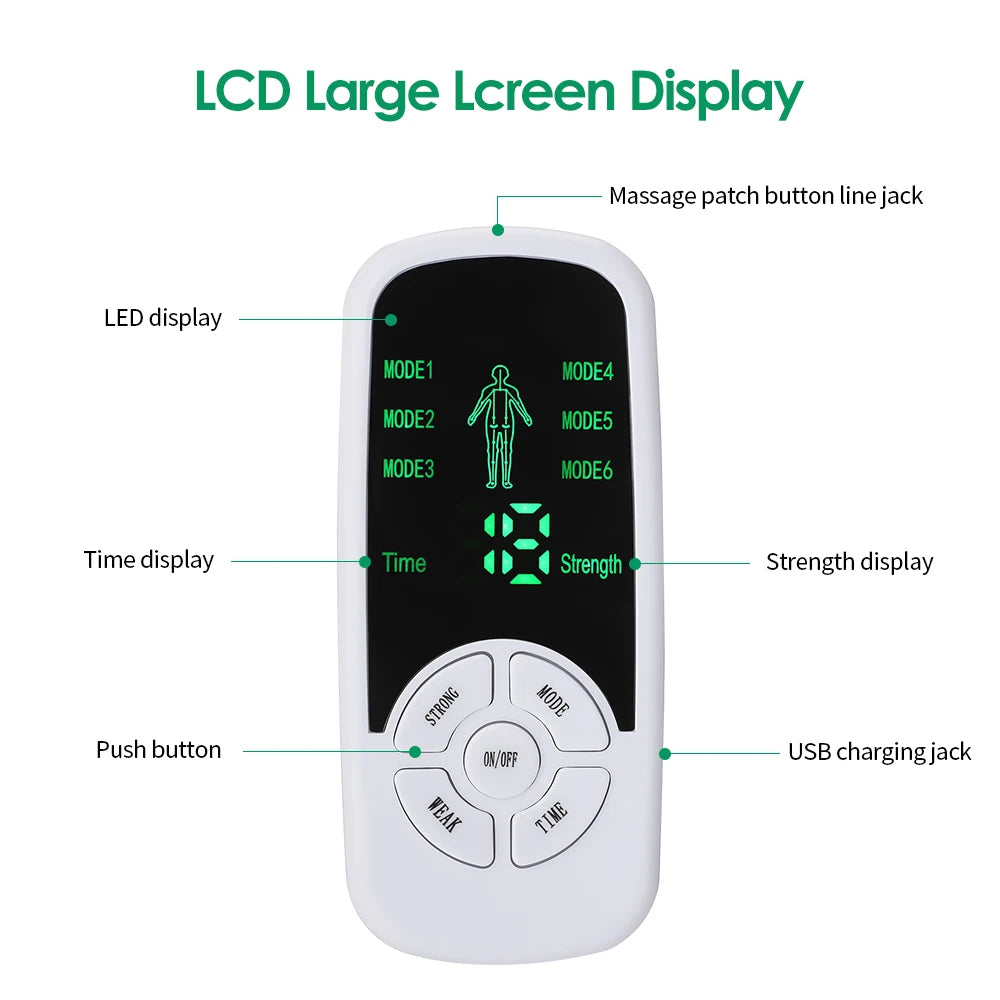 EMS Pulse Electric Muscle Stimulator With Electrode Massage Gloves Digital Meridian Therapy Machine Back Neck Body Massager
