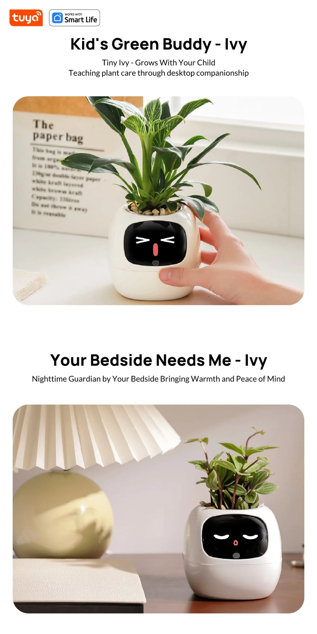 Pet Buddy lvy Plant care,made effortless, Al Plant Faces -See Feelings, Fix Needs  5 Interactive Gestures Unlocka Playful Life