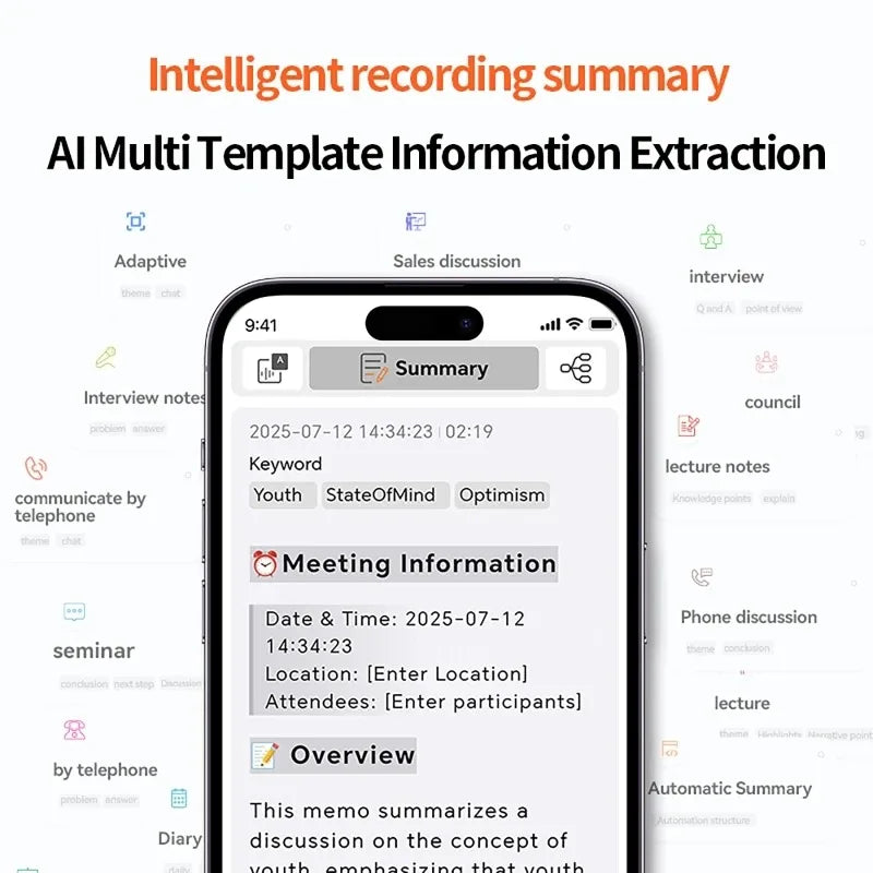 A30 AI Voice Recorder with Real-Time Transcription&Translation Digital Voice Recorder Support 189 Languages for Lectures Meeting