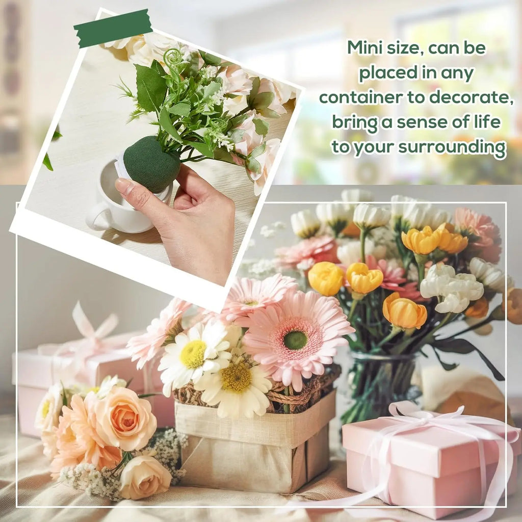 3 Pcs Mini Floral Foam Holder Flower Foam for Fresh Flowers Green Floral Foam for Table Wedding Wine Bottle Decor