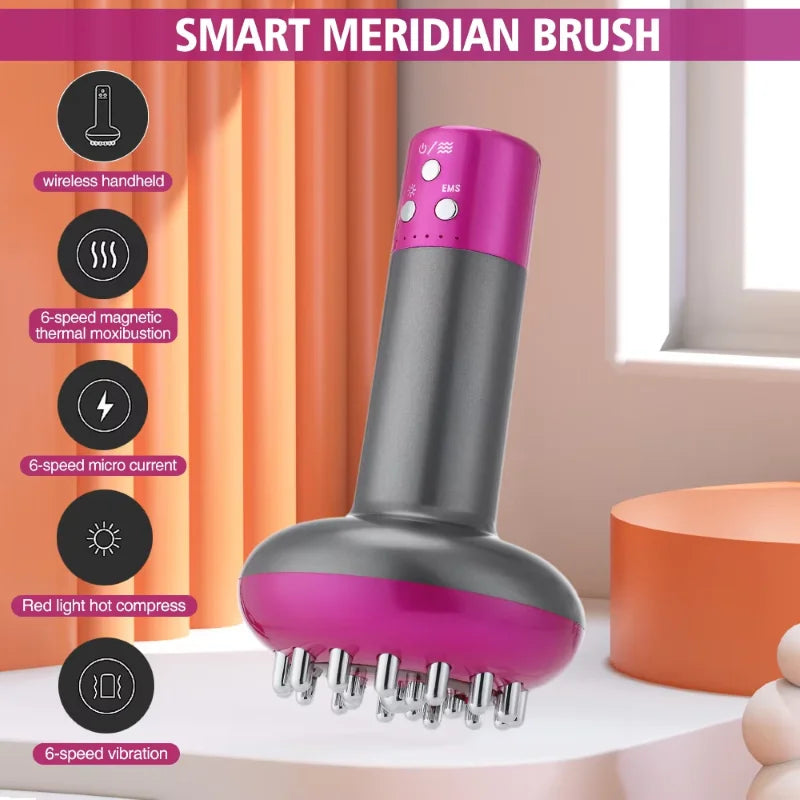 Electric Lymphatic Drainage Massage Machine Meridian Body Brush Microcurrent Anti-Cellulite Guasha Physiotherapy Device